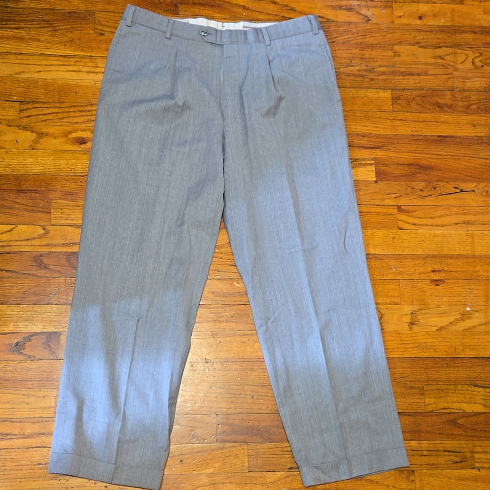 Loro Piana Men’s Light Gray Pleated Dress Trousers